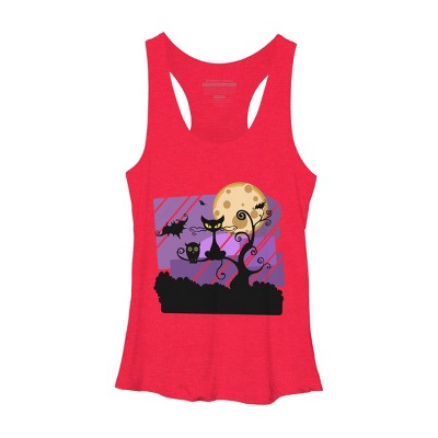 Women's Design By Humans Night Halloween moon By ChadiElHanchi Racerback Tank Top
