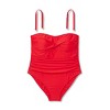 Women's Twist-Front Shirred Full Coverage Bandeau Tummy Control One Piece Swimsuit - Shade & Shore™ - 4 of 4