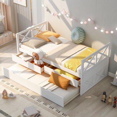 NicBex Multi-Functional Daybed with 2 Drawers and Trundle for Bedroom,Living Room,Apartment