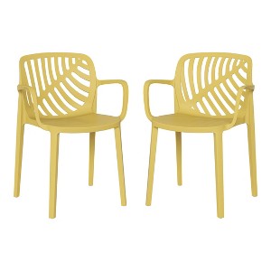 WestinTrends Playa Outdoor Modern Stackable Patio Dining Armchairs (Set of 2) - 1 of 4