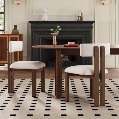 Armless Upholstered Dining Chairs Set of 2 with Metal Legs,Modern Fabric Accent Chairs for Kitchen-Baofuwish