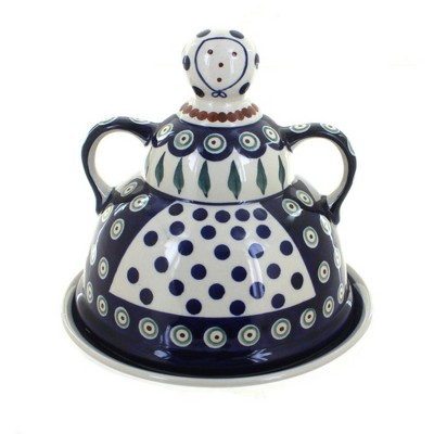 Blue Rose Polish Pottery Peacock Cheese Lady