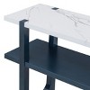 GlasFlength Console Tables Modern Narrow Entryway Table with Marble Effect Top and Open Shelf Elegant for Living Room, Blue, 54"*15"*30" - 4 of 4