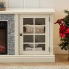 ORRD 70" White TV Stand with 23" Electric Fireplace, Faux Stone Media Console Cabinet with Storage - 3 of 4