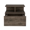 Floating Nightstand 12"H, Wall Mounted with Single Drawer and 2-Tier Shelf, Dark Walnut - 2 of 4