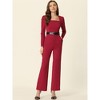 Allegra K Women's Elegant Square Neck Long Sleeve Wide Leg Long Pants Dressy Jumpsuit - 3 of 4