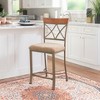 24" Carter Upholstery Counter Height Barstool Metal/Tan/Cherry - Powell Company - 2 of 4