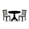 East West Furniture 3 Pc Kitchen Table set - Robust Two 9-Inch Drop Down Leaves Solid Wood Dinette Table & 2 Wooden Seat Dining Chairs,  White - 2 of 4