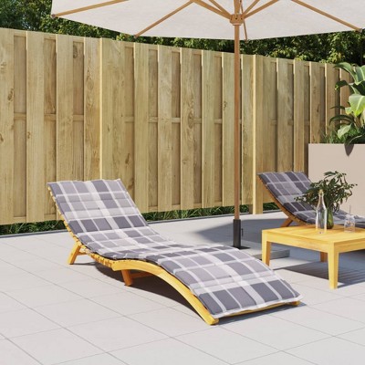 vidaXL Sun Lounger Cushion Gray Check Pattern 78.7 in.x19.7 in.x1.2 in. Oxford Fabric