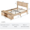 Natural Rattan Bed Frame with Sliding Barn Door Storage, LED Light Headboard, Boho Farmhouse Platform, No Box Spring Needed - 2 of 4