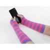 Allegra K Women's Stripe Print Knitted Fingerless Elbow Length Gloves Warmers One Size 1 Pair - 4 of 4