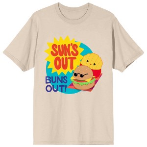 Squishmallows Sun's Out Buns Out Crew Neck Short Sleeve Natural Adult T-shirt - 1 of 2
