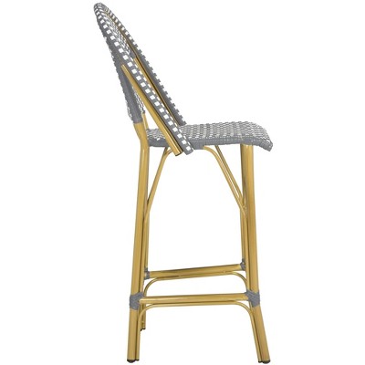 Ford Grey and White Wicker Bistro Bar Stool with Aluminum Frame