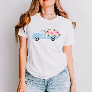 Simply Sage Market Spring Retro Truck With Flowers Short Sleeve Tee - 1 of 4