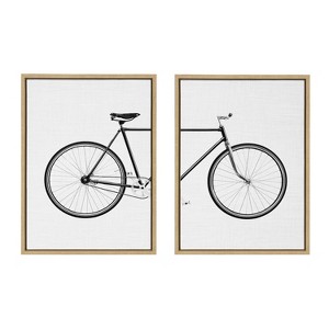 Kate and Laurel Sylvie Bicycle Framed Canvas by Simon Te of Tai Prints, 2 Piece 18x24, Natural - 1 of 4