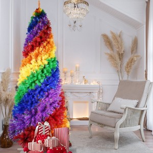 Whisen 6FT Rainbow Spiral Christmas Tree, 1248 Branch Tips, Full & Lush Shape, Sturdy Metal Stand - 1 of 4