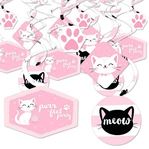 Big Dot of Happiness Purr-fect Kitty Cat - Kitten Meow Baby Shower or Birthday Party Hanging Decor - Party Decoration Swirls - Set of 40 - 1 of 4