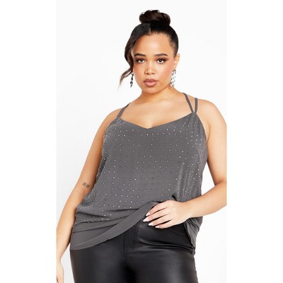 Women's Plus Size Strappy Nail Top - night sky | CITY CHIC