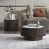 Set of 2 Coffee Table Round Cocktail Table Center Table End Table Accent Table Sofa Side Table, Dark Brown - ModernLuxe - 2 of 4