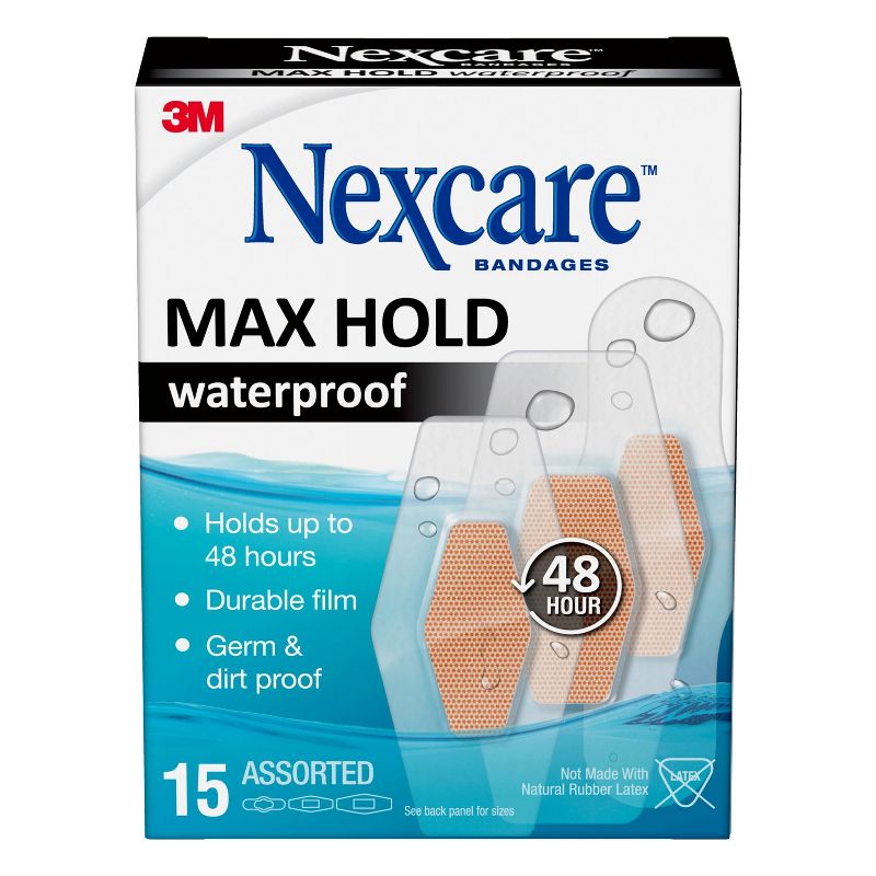 Nexcare Max Hold Waterproof Assorted Bandages - 15ct, 1 of 11