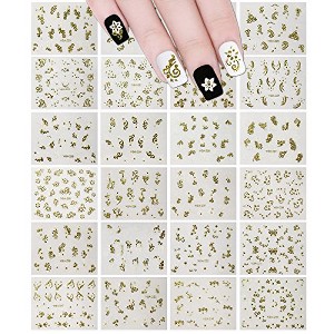 Wrapables 24 Sheets Gold & White Henna Nail Stickers Mandala Nail Stickers Vines Nail Art - 1 of 4