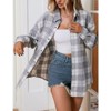 Coolmee Women's Button Down Flannel Shirts Plaid Shacket Long Sleeve Collared Business Casual Tops Work Blouses - 4 of 4