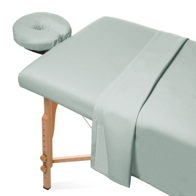 Saloniture 3-Piece Flannel Massage Table Sheet Set - Soft Cotton Flat and Fitted Sheets with Face Cradle Cover
