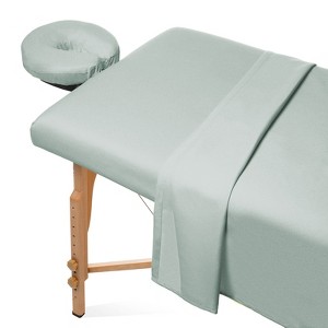 Saloniture 3-Piece Flannel Massage Table Sheet Set - Soft Cotton Flat and Fitted Sheets with Face Cradle Cover - 1 of 4