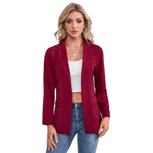 Clearlove Womens One Button Blazer Casual Open Front Long Sleeve Suit Jackets Business Work Office Blazers - 1 of 4