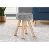 Monarch Specialties Ottoman Pouf Footrest Foot Stool 12Inch Round Velvet Wood Legs Grey Natural Contemporary Modern - 2 of 4