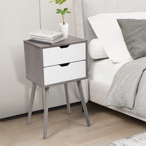 Resenkos Set of 2 Bedside Table with Two Drawer Storage Design for Living Room Sofa - Gray, Night Stand - 1 of 4