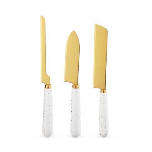 4pk Stainless Steel Cheese Knives Marble White - Threshold™ : Target