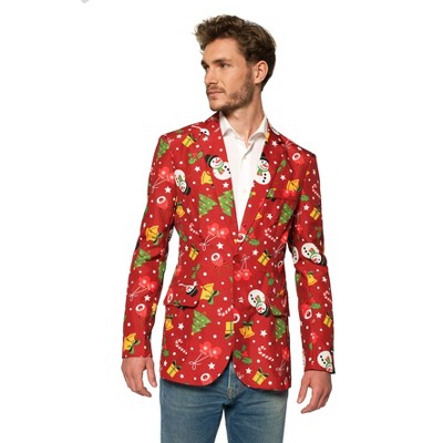 Suitmeister Men's Christmas Blazer - Christmas Red Icons Jacket Light ...