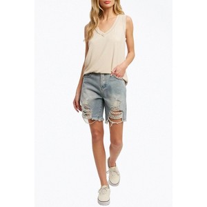 Women's ESSENTIAL RIBBED STRETCH-JERSEY SLEEVELESS TOP - BluIvy - 1 of 4