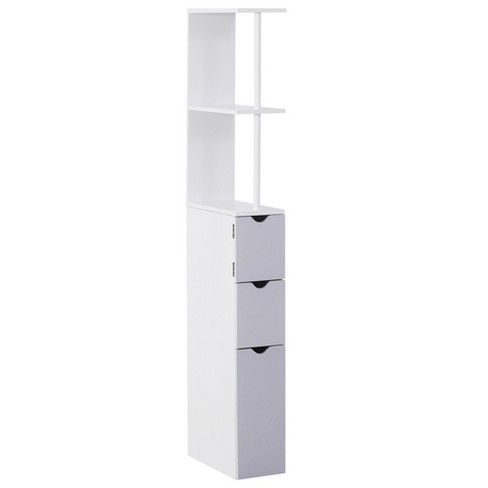 HOMCOM Wooden Collection Tall Bathroom Cabinet Corner Square Storage Cabinet Soft White