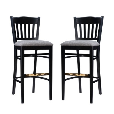 Set of 2 Maryah Upholstered Barstools Black - Linon