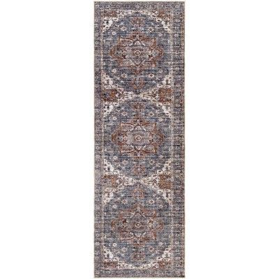 Livabliss 2'7"x8' Tahmis Traditional Machine Washable Rug Camel: Chenille Flatweave Runner, Pet Friendly