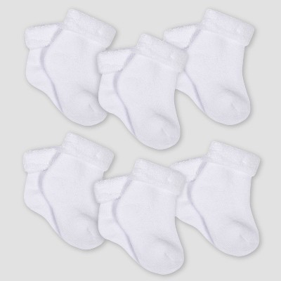 Gerber Baby 6pk Wiggle-Proof Socks - White 0-3M