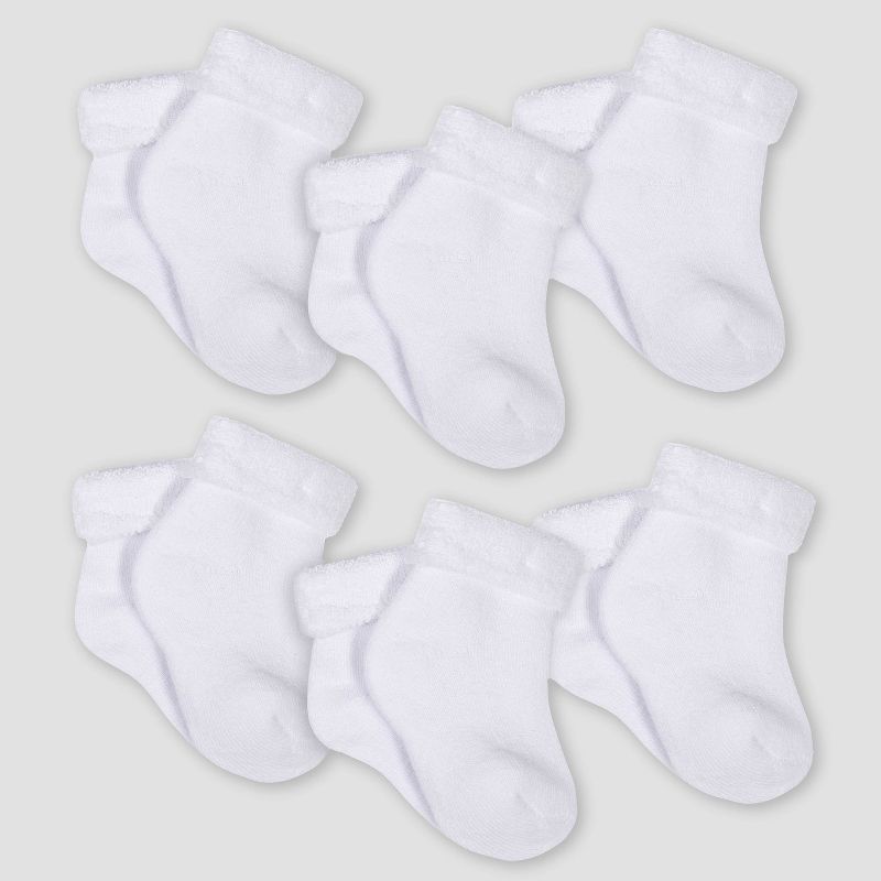 Gerber Baby 6pk Wiggle-Proof Socks - White, 1 of 6