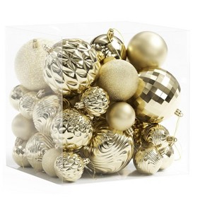 Aoibox 36 Piece Shatterproof Christmas Ball Ornaments Set Multi Size 18 Small 12 Medium 6 Large Gold for Tree Wreath Decor - 1 of 4