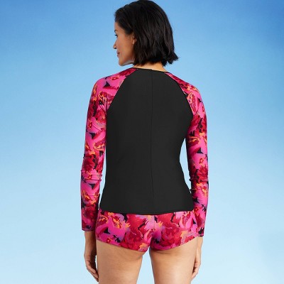 SPF UV Protection Bare Women's LONG Sleeve PINK Watershirt Rash Guard with 50 