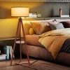 Tangkula Tripod Floor Lamp Wood Standing Lamp w/ Flaxen Lamp Shade and E26 Lamp Base - 4 of 4