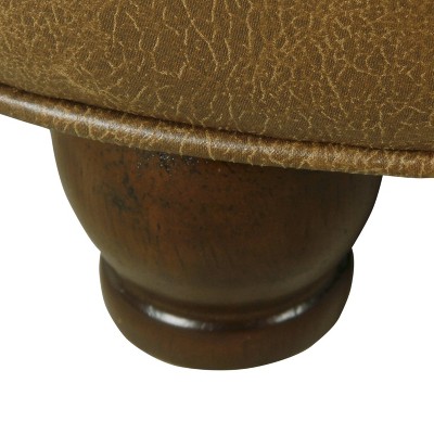 Elegant Faux Leather Tufted Round Ottoman with Storage