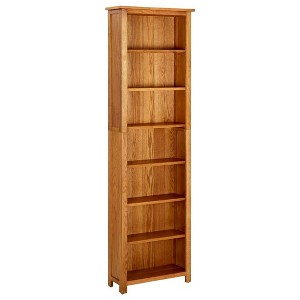 vidaXL Narrow Bookcase Solid Wood Oak Wooden Book Shelf Organizer Multi Sizes - 1 of 4