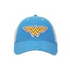 Wonder Woman Logo Women’s Blue Washed Distressed Cut Fabric Unstructured Baseball Cap - 2 of 4