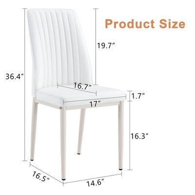 ?Vynxaria 4-Piece White Dining Chair Set - Modern PU Upholstered High Back Chairs