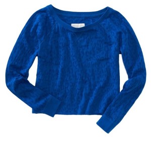 Aeropostale Womens Sleeve Leopard Print Cut-off Knit Sweater - 1 of 1
