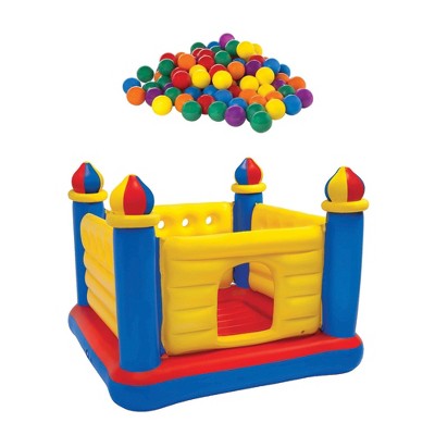 100-Pack Plastic Ballz Bundled w/ Inflatable Colorful Jump-O-Lene Bouncer