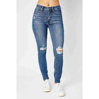 Women's Mid-Rise Tummy Control Destroy Skinny Jean - Judy Blue