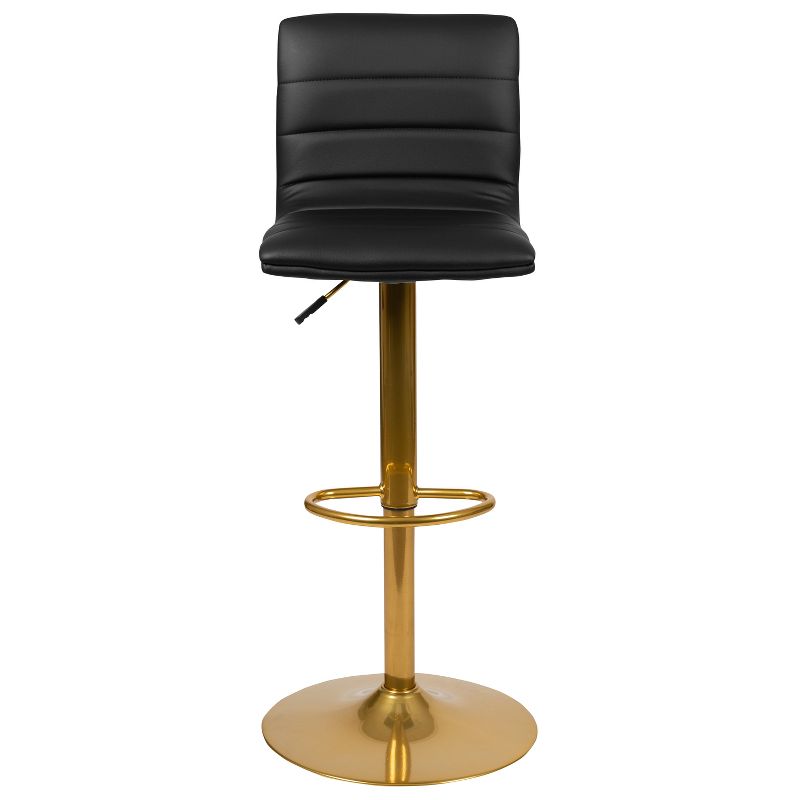 Merrick Lane Set of 2 Contemporary Height Adjustable Swivel Stools with Back and Pedestal Base with Footrest, 4 of 17